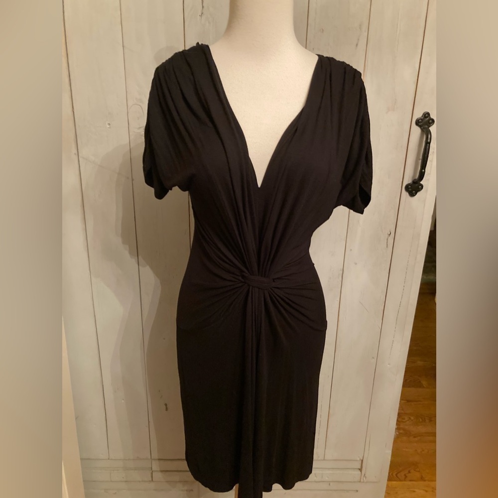 Free People Little Black Gathered Knit Dress Braided Back ￼Size XS NWT versatile